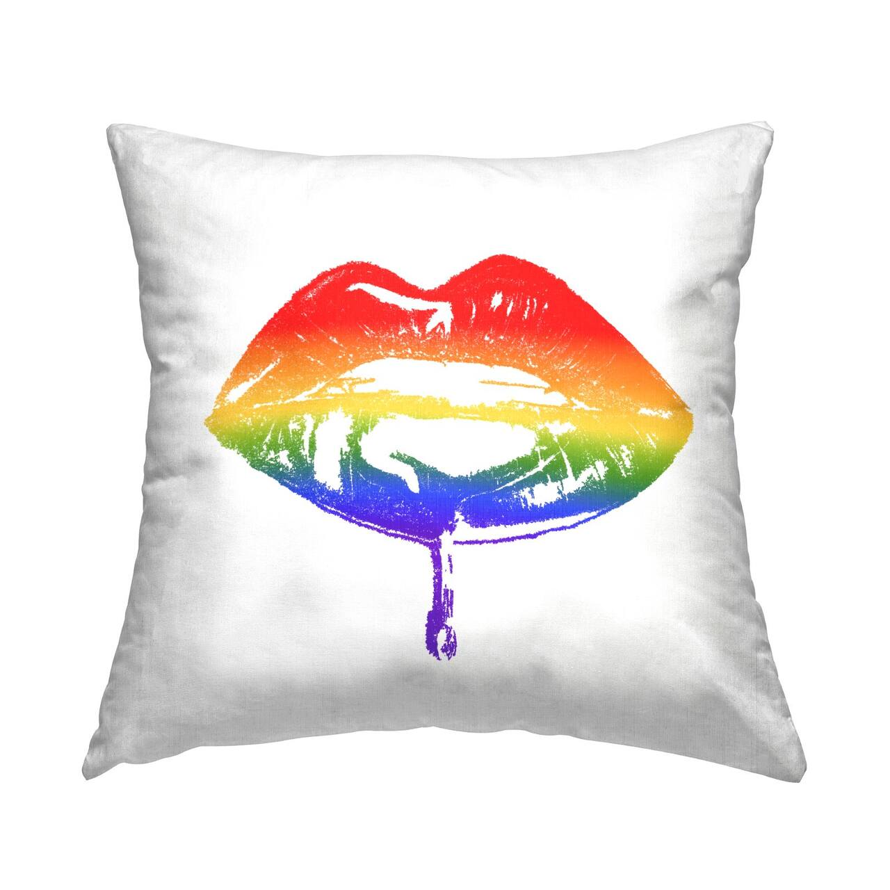 Stupell Industries Retro Puckered Rainbow Lips Cosmetic Kiss Throw Pillow, 18" x 18"